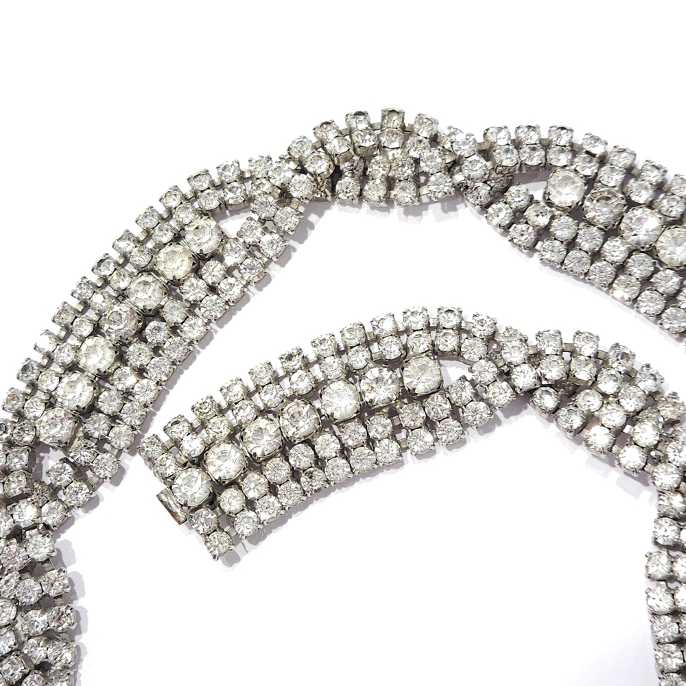Christian Dior Vintage Crystal Belt Statement Necklace Silver Tone 1970s - Picture 13 of 17